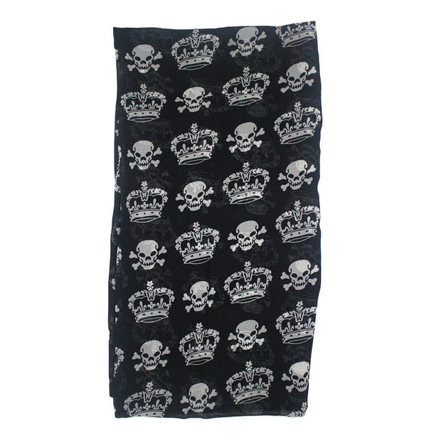 Pirate Skull & Crown Chiffon Print Scarf
