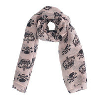 Pirate Skull & Crown Chiffon Print Scarf