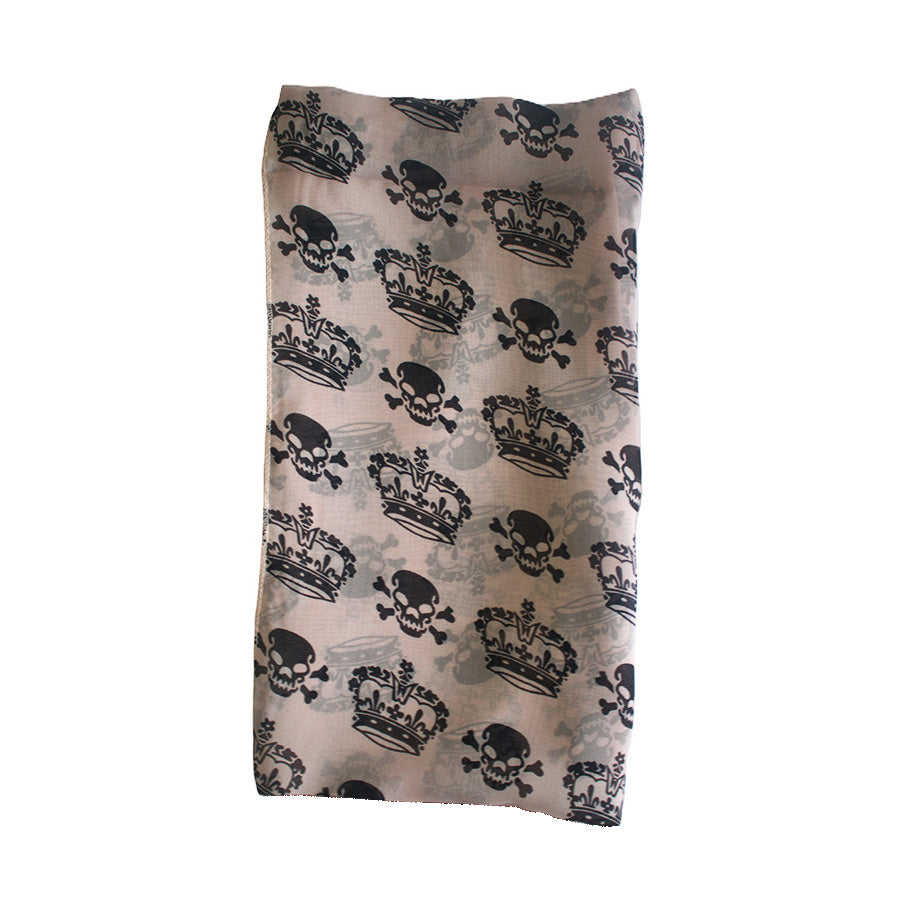 Pirate Skull & Crown Chiffon Print Scarf