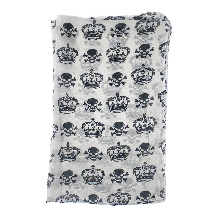 Pirate Skull & Crown Chiffon Print Scarf