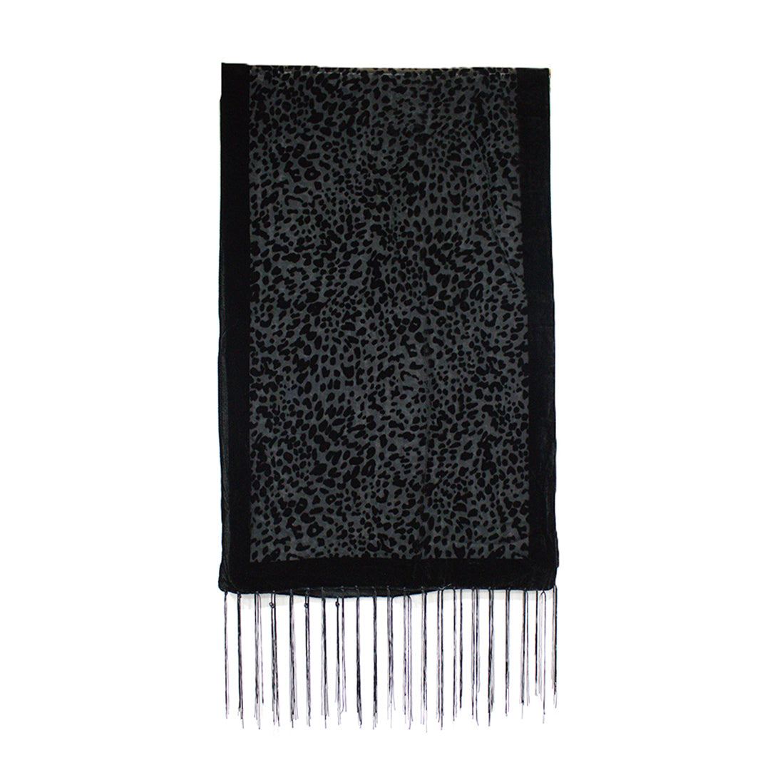 Black Leapord Pattern Devore Velvet Scarf