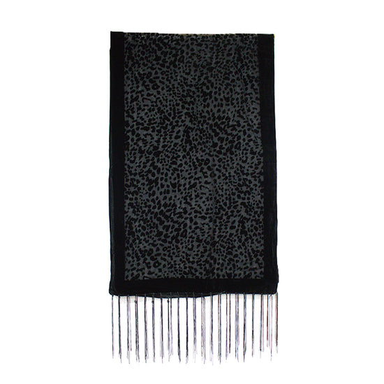 Black Leapord Pattern Devore Velvet Scarf
