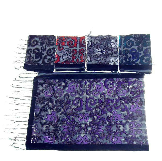 Floral Damask Pattern Devore Velvet Scarf