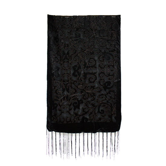 Floral Damask Pattern Devore Velvet Scarf