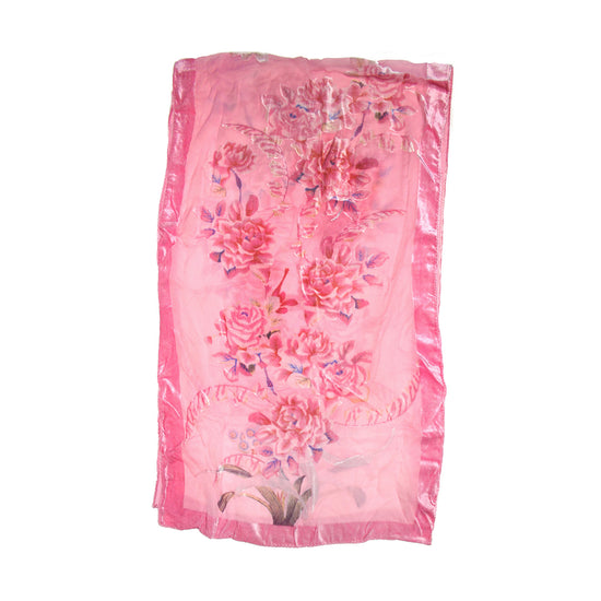 Pink Floral  Devore Velvet Scarf