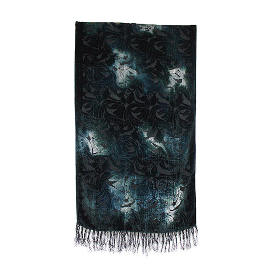 Swirling Floral Pattern Devore Velvet Scarf