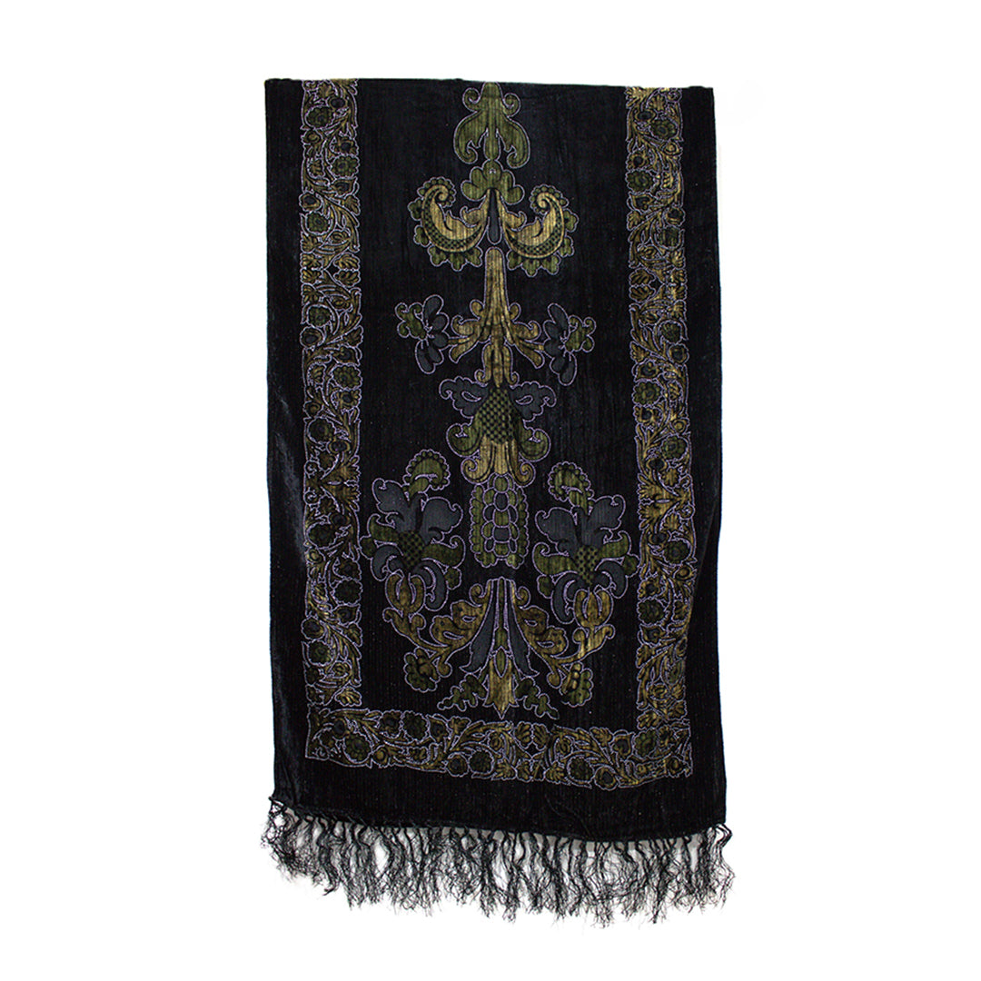 Floral Scrollwork Pattern Devore Velvet Scarf