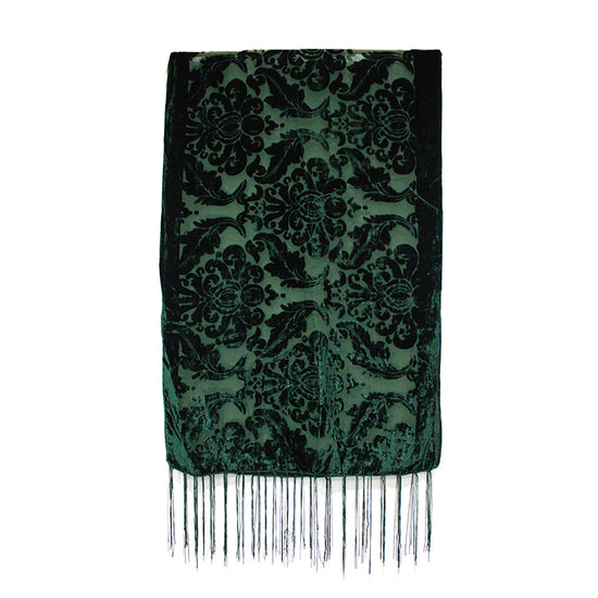 Damask Leafy Devore Velvet Scarf