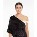 Black Purple Diamond Devore Velvet Scarf