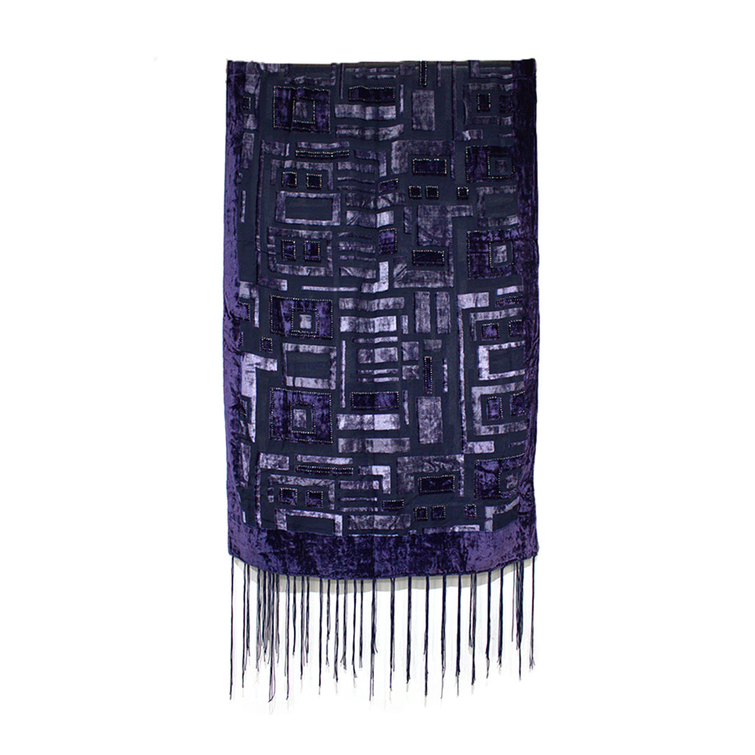 Geometric Burnout Devore Velvet Scarf