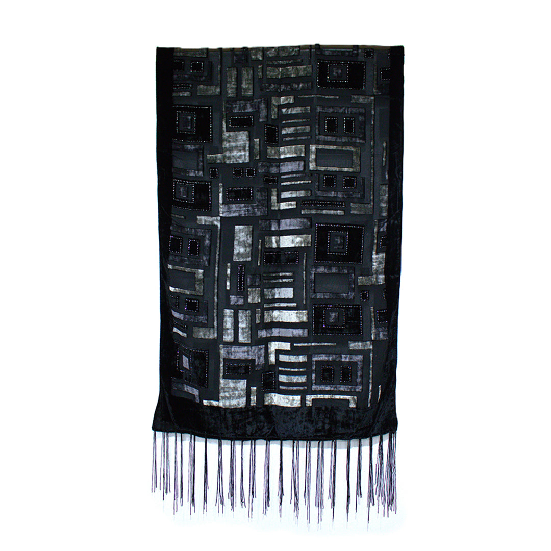 Geometric Burnout Devore Velvet Scarf