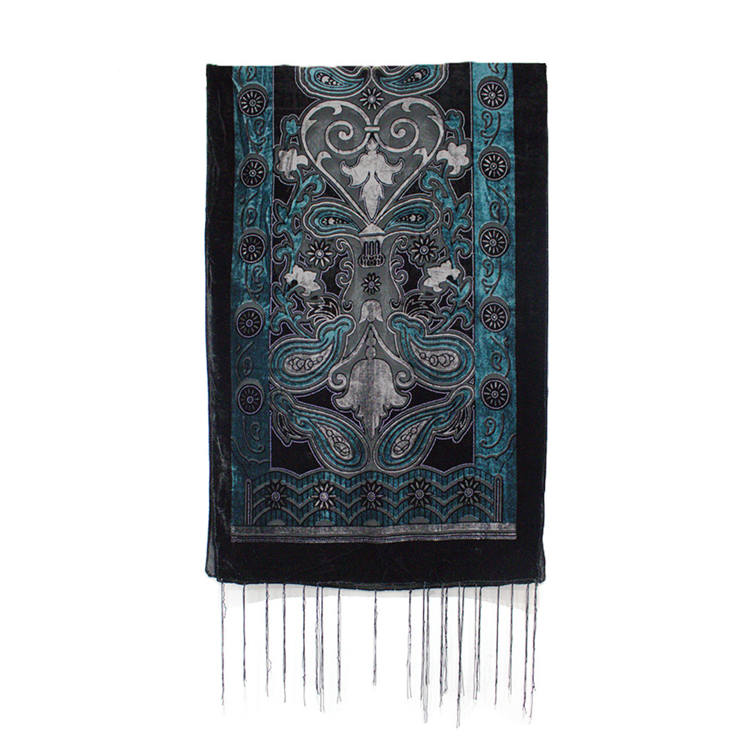 Paisley Burnout Devore Velvet Scarf