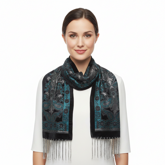 Paisley Burnout Devore Velvet Scarf