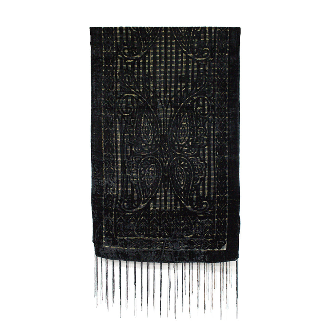Black Paisley Burnout Devore Velvet Scarf