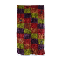 Multi Color Patchwork Burnout Pattern Devore Velvet Scarf