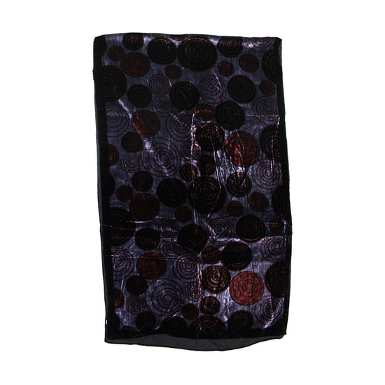 Brown Purple Devore Velvet Scarf with Border