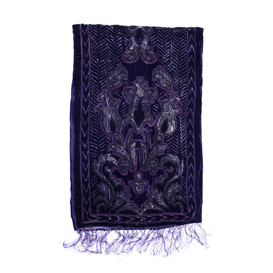 Blue Floral Devore Velvet Scarf