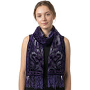 Blue Floral Devore Velvet Scarf