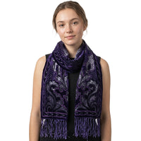 Blue Floral Devore Velvet Scarf