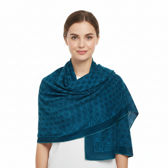 Swirl Burnout Pattern Devore Velvet Square Scarf