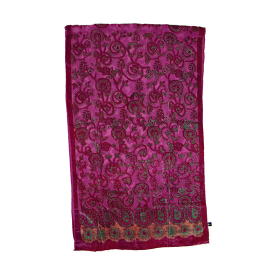 Pink Leaf Devore Velvet Scarf