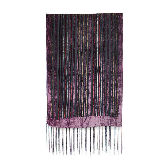 Velvet Striped Burnout Pattern Fringe Scarf