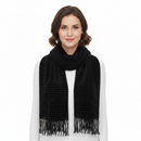 Houndstooth Burnout Devore Velvet Square Scarf