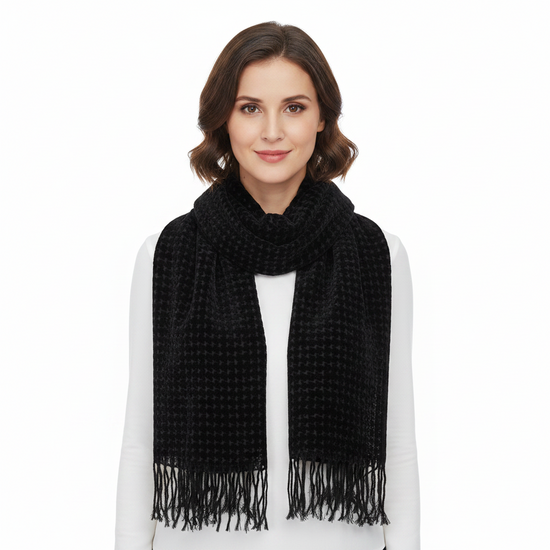 Houndstooth Burnout Devore Velvet Square Scarf