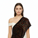 Wave Patterned Devore Velvet Scarf Border