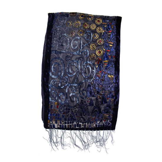 Multicoloured Swirl Devore Velvet Scarf