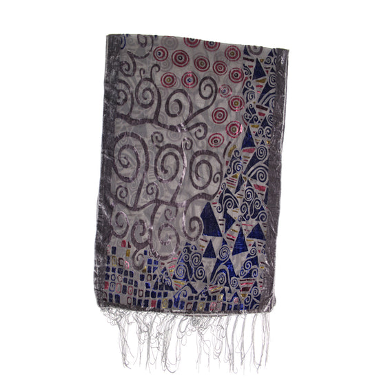 Blue Grey Geometrical Figures Devore Velvet Scarf