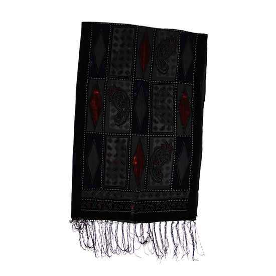 Red & Navy Blue Diamond Devore Velvet Scarf