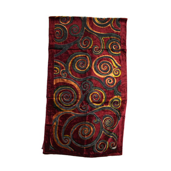 Red Yellow Swirl Devore Velvet Scarf