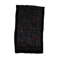 Multicoloured Floral Devore Velvet Scarf with Border