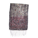 Grey Bronze with Leaf Designed Devore Velvet Scarf