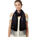 Purple Paisley Devore Velvet Scarf with Border