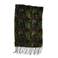 Multicoloured Leaf Devore Velvet Scarf