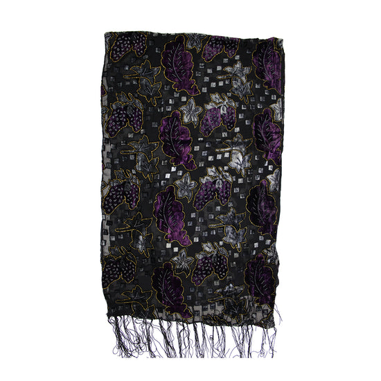 Multicoloured Leaf Devore Velvet Scarf