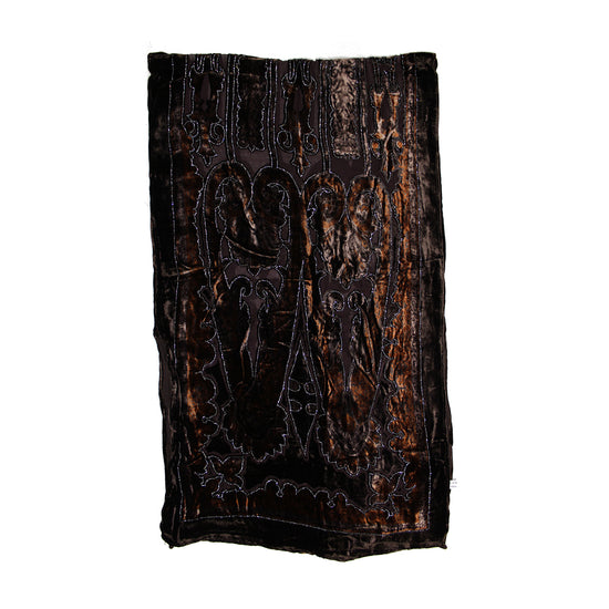Grey Red Heart Devore Velvet Scarf with Border
