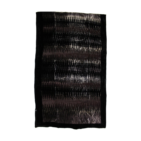 Grey White Devore Velvet Scarf with Border