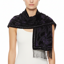Black Blue Floral Devore Velvet Scarf