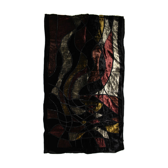 Multicoloured Abstract Devore Velvet Scarf with Border