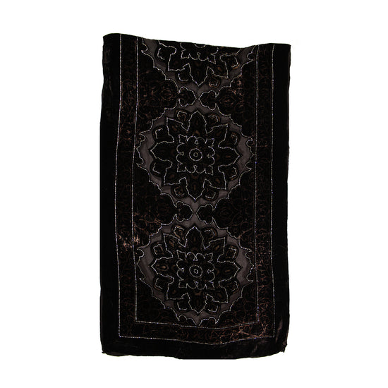 Brown Grey Patterned Devore Velvet Scarf