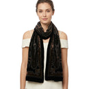 Brown Grey Heart Patterned Devore Velvet Scarf