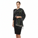 Multicoloured Stripe Devore Velvet Scarf with Border