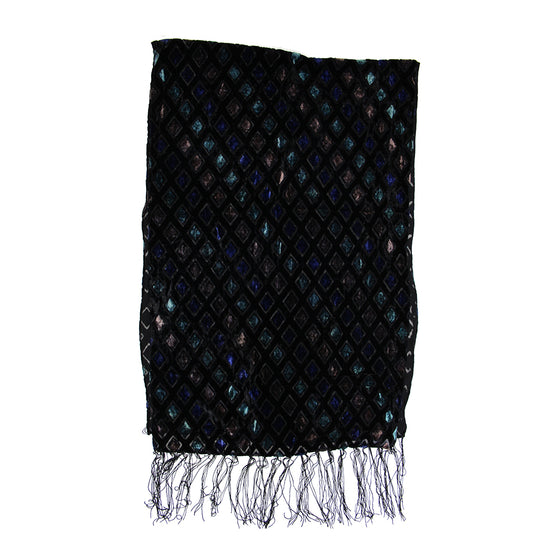 Multicoloured Diamond Devore Velvet Scarf
