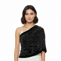 Black Brown Abstract Devore Velvet Scarf