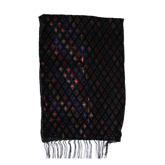 Multicoloured Diamond  Devore Velvet Scarf