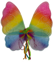 44cm x 44cm Glitter Rainbow Butterfly Wings with Lace & Ribbon