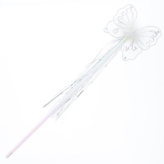 White Butterfly Wand with Streamers